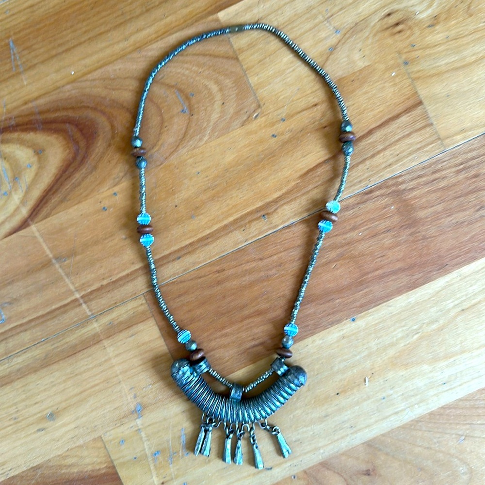 Metal and beads pendant necklace from Ethiopia
